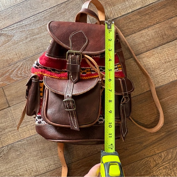 Hand Crafted Moroccan Boho Leather Backpack - Picture 13 of 14